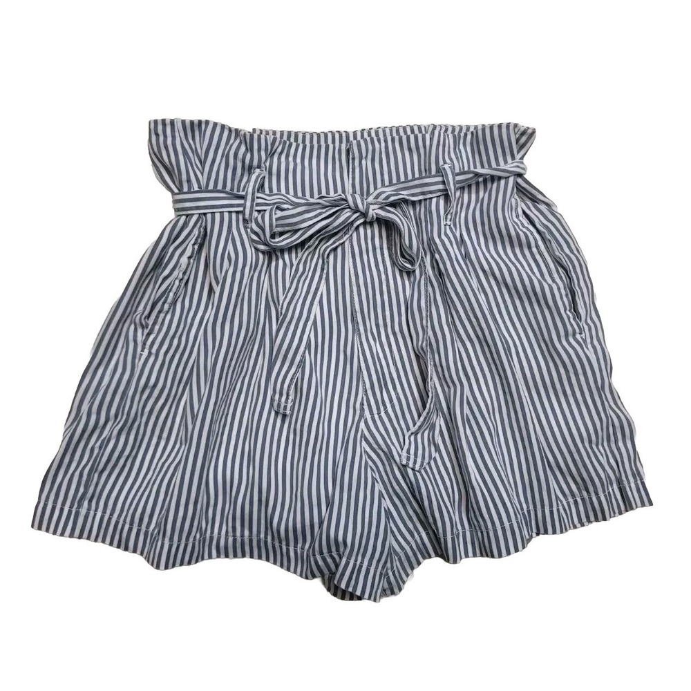 Abercrombie Fitch Women's Paperbag Shorts  Large  Blue White  Striped